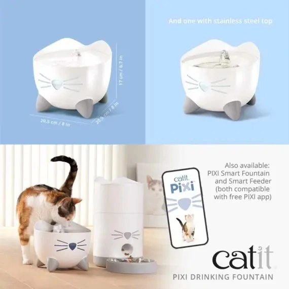 Catit Pixi Drikkefontæne i Hvid med Rustfrit stål